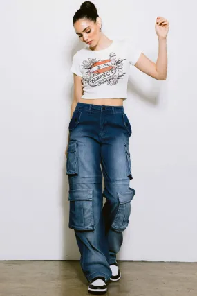 Mid Rise Cargo Jeans