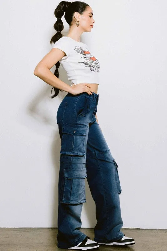 Mid Rise Cargo Jeans