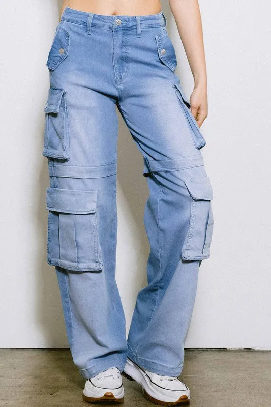 Mid Rise Cargo Jeans
