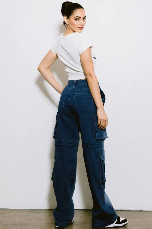 Mid Rise Cargo Jeans