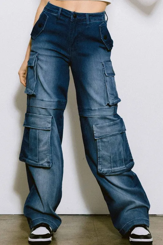 Mid Rise Cargo Jeans