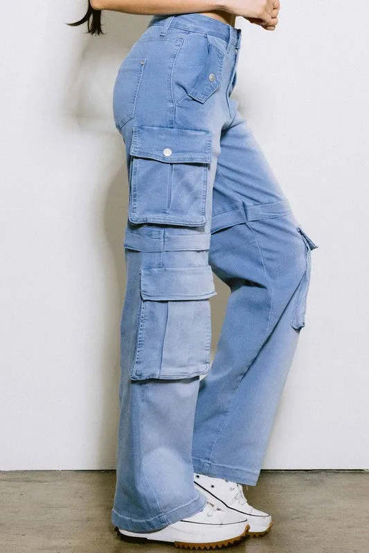 Mid Rise Cargo Jeans