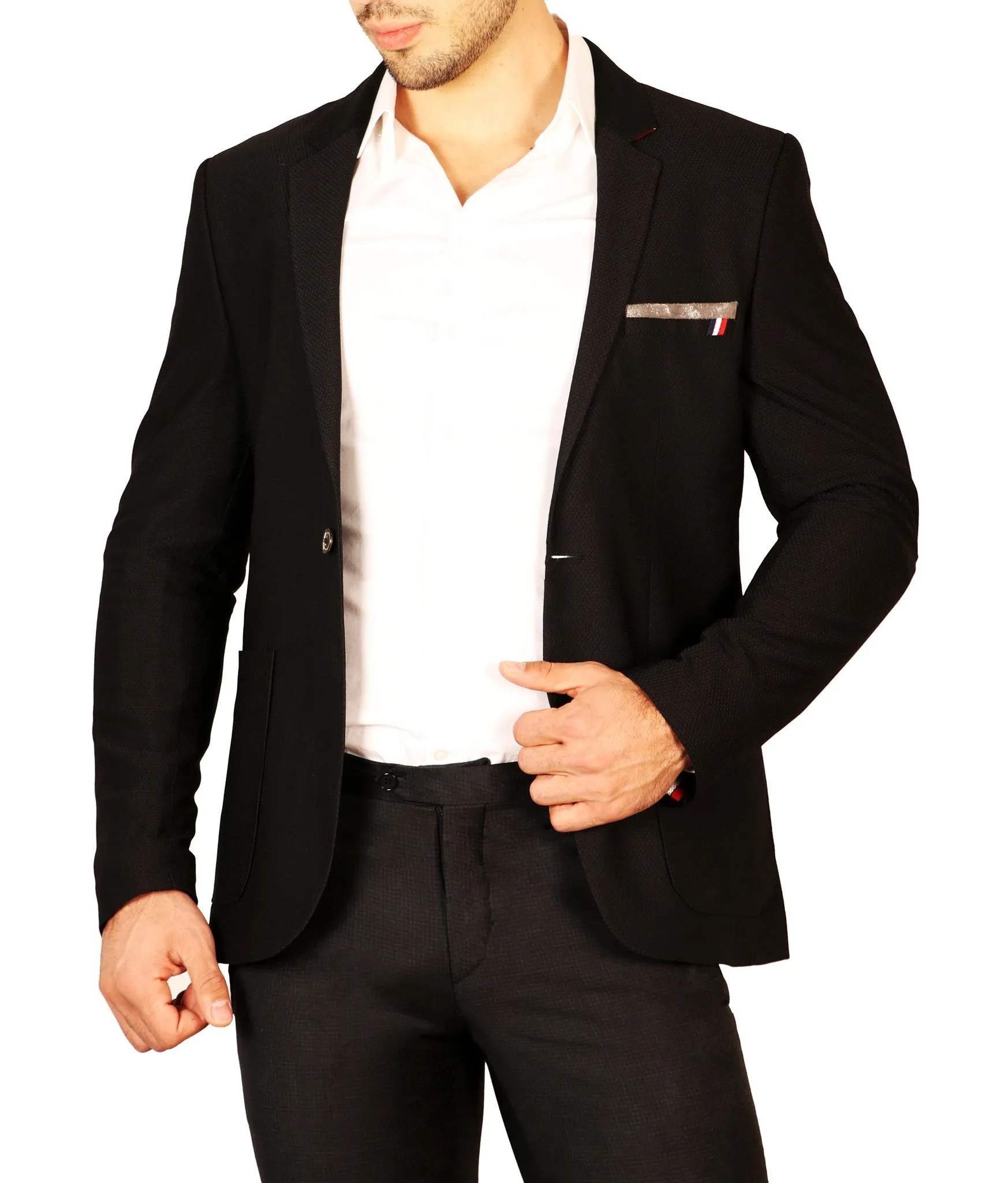 Notch Lapel Single Button Fitted Blazer