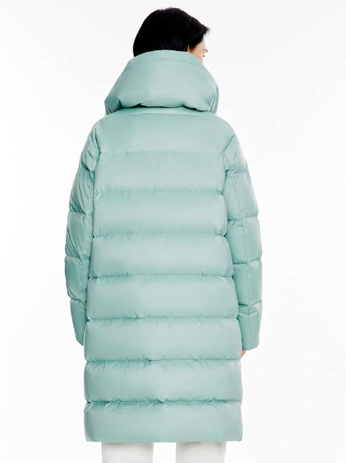 Orolay Women's Winter Puffer Jacket - Oversized Collar Down Coat Irregular Hem Overcoat with Pockets