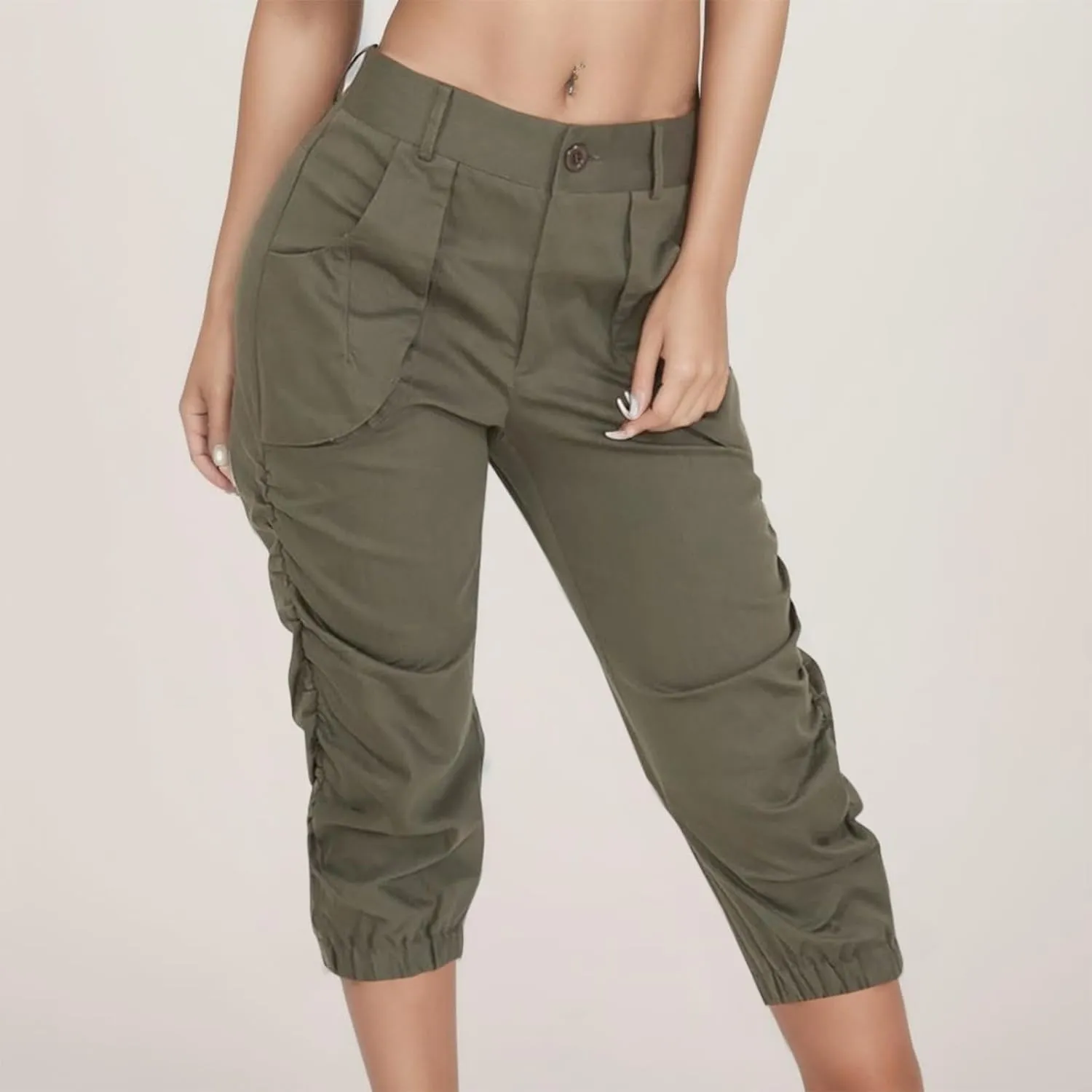 Outdoor Hiking Cargo Pants for Women Baggy Multi Pockets Workout Y2K Pants Stretchy Work Lightweight Travel Trousers