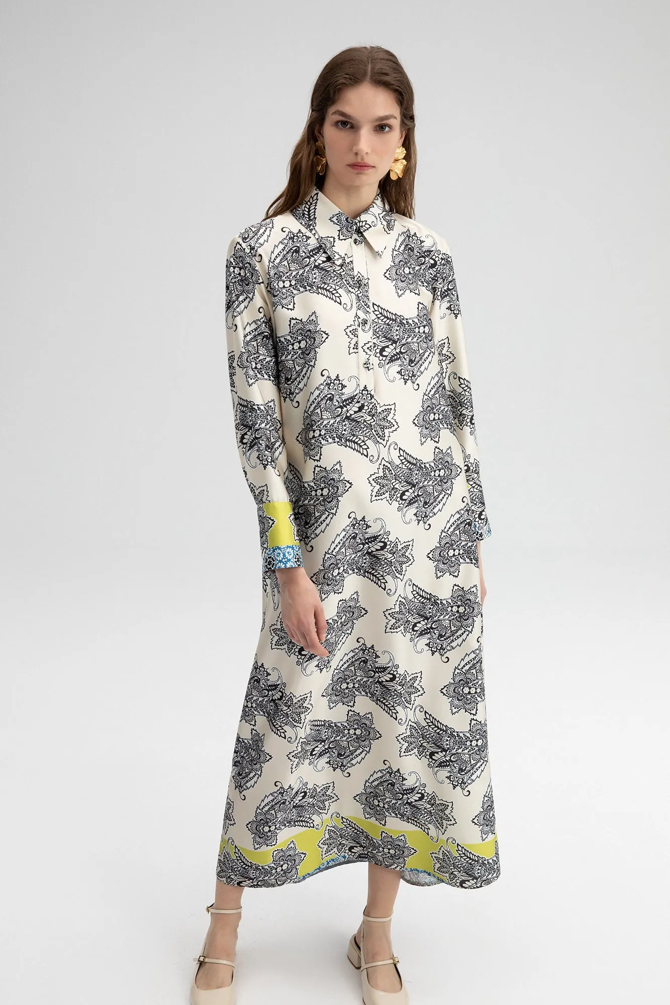 PATTERNED SATIN DRESS