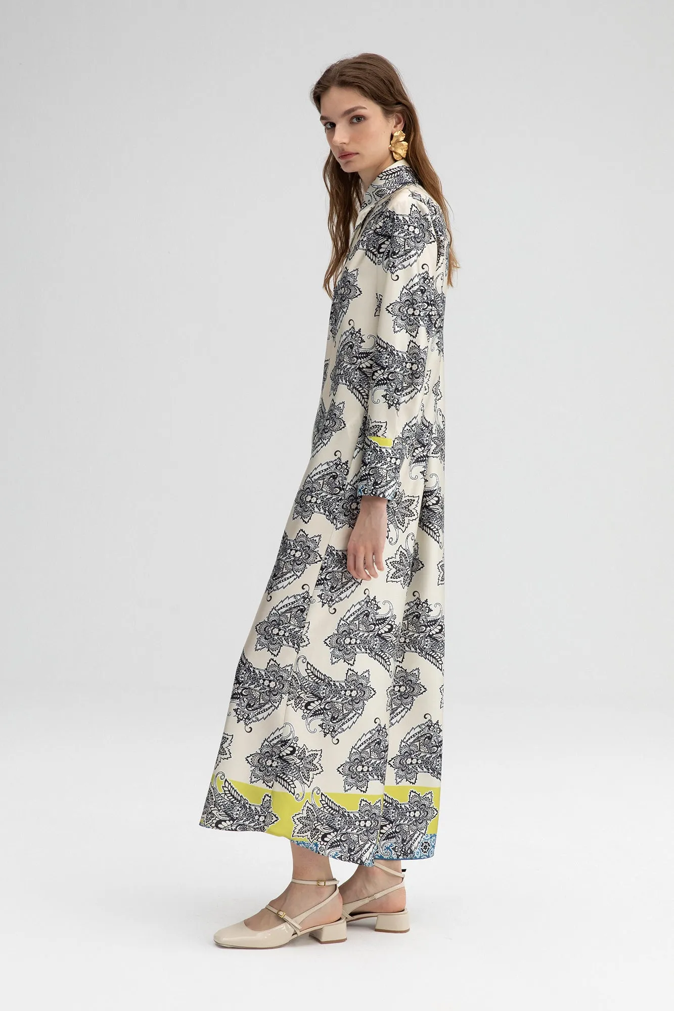 PATTERNED SATIN DRESS