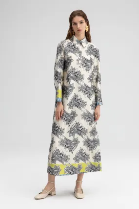 PATTERNED SATIN DRESS
