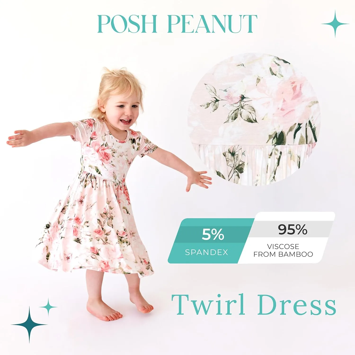 Posh Peanut Little Girls Dresses - Ruffled Toddler Twirl Dress & Summer Clothes for Girls Made with Viscose from Bamboo