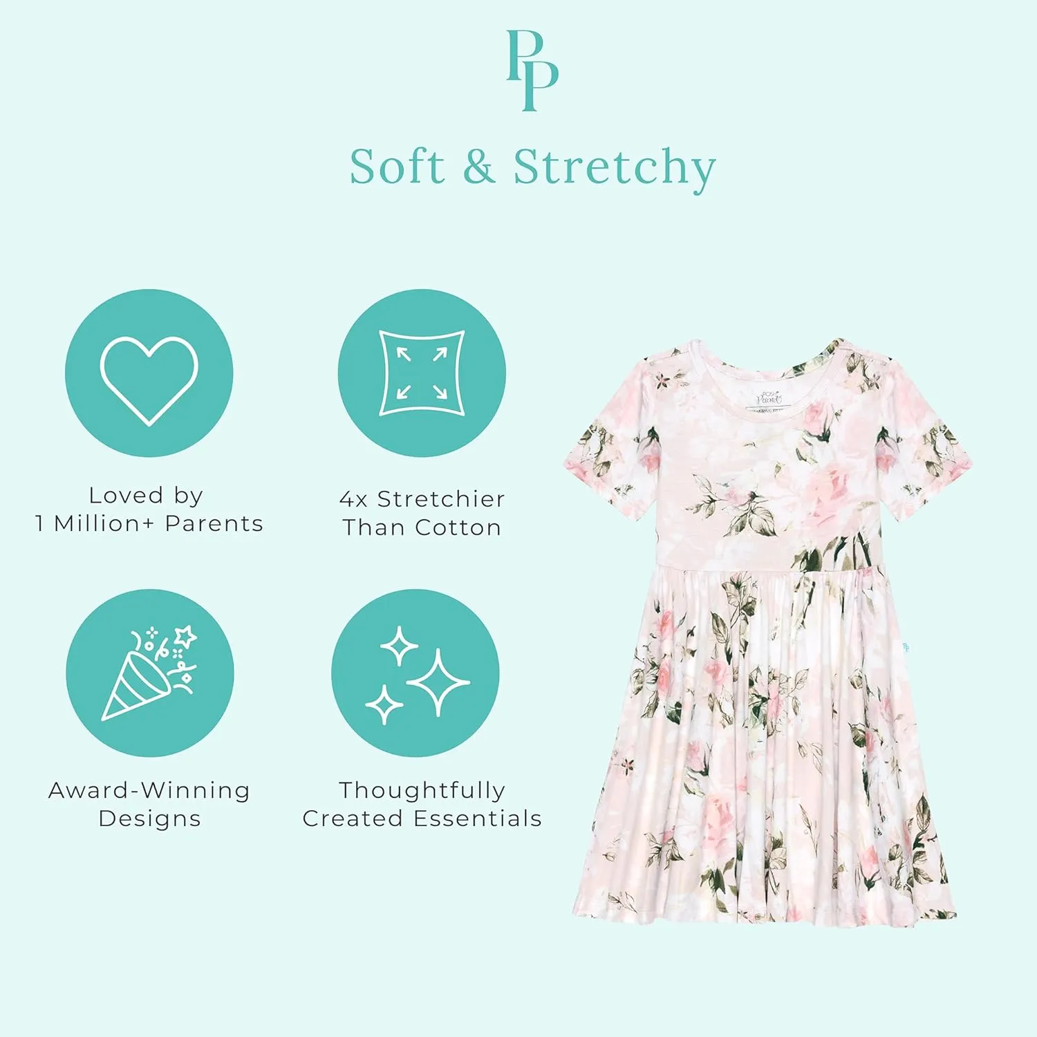 Posh Peanut Little Girls Dresses - Ruffled Toddler Twirl Dress & Summer Clothes for Girls Made with Viscose from Bamboo