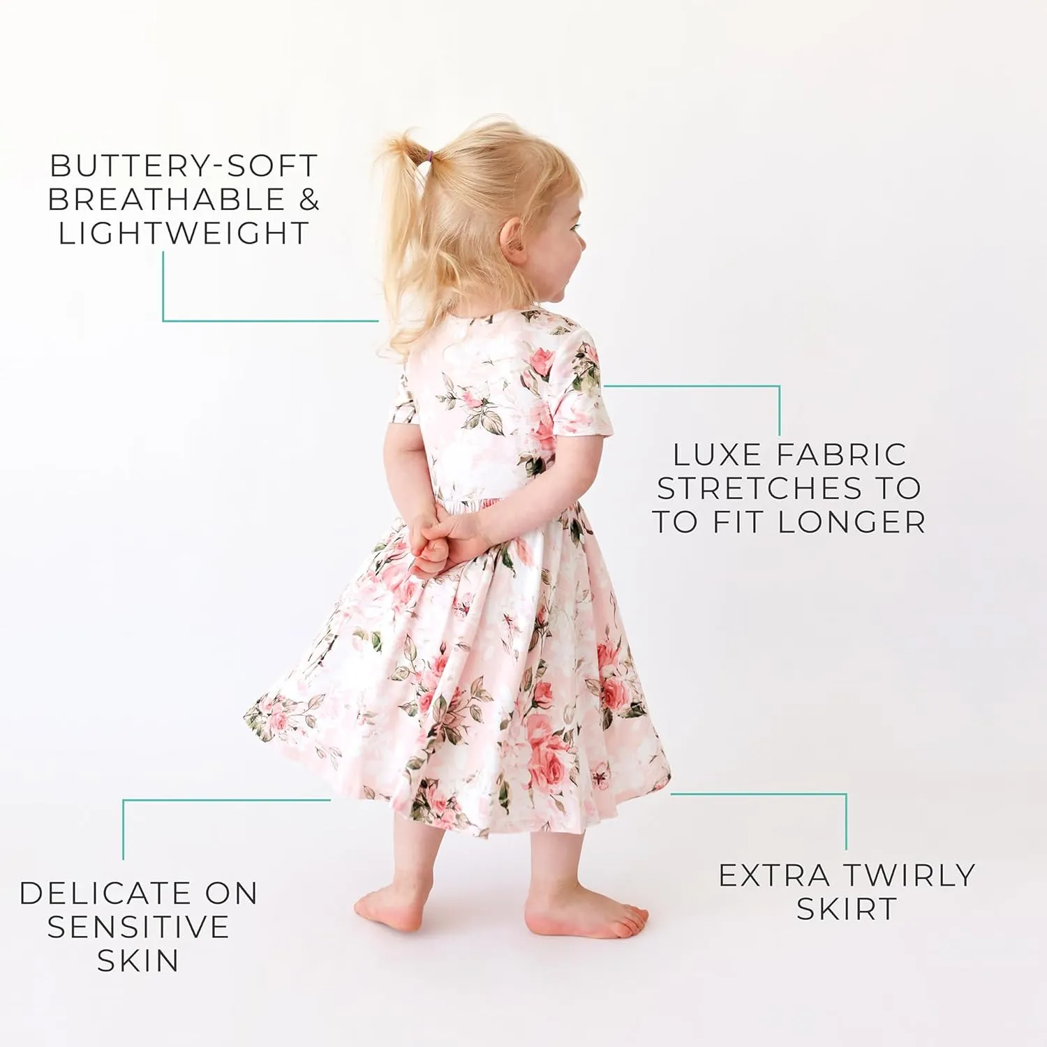 Posh Peanut Little Girls Dresses - Ruffled Toddler Twirl Dress & Summer Clothes for Girls Made with Viscose from Bamboo