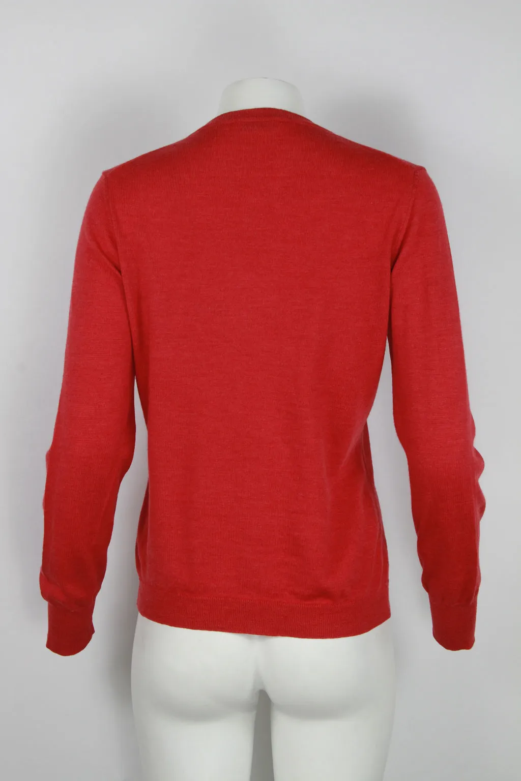 Raspberry Red Ladies Merino Wool Cardigan  - Red - M