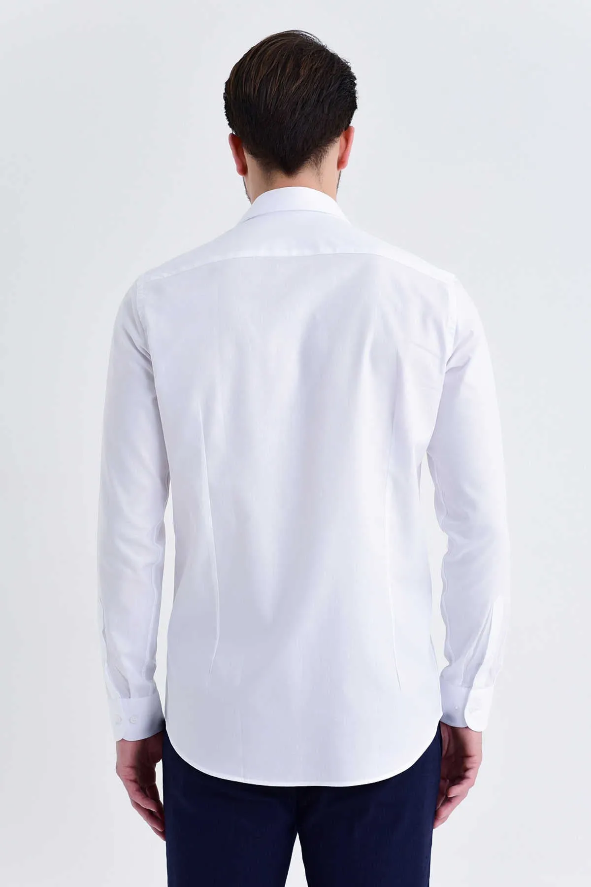 Regular Fit Cotton Long Sleeve White Dress Shirt