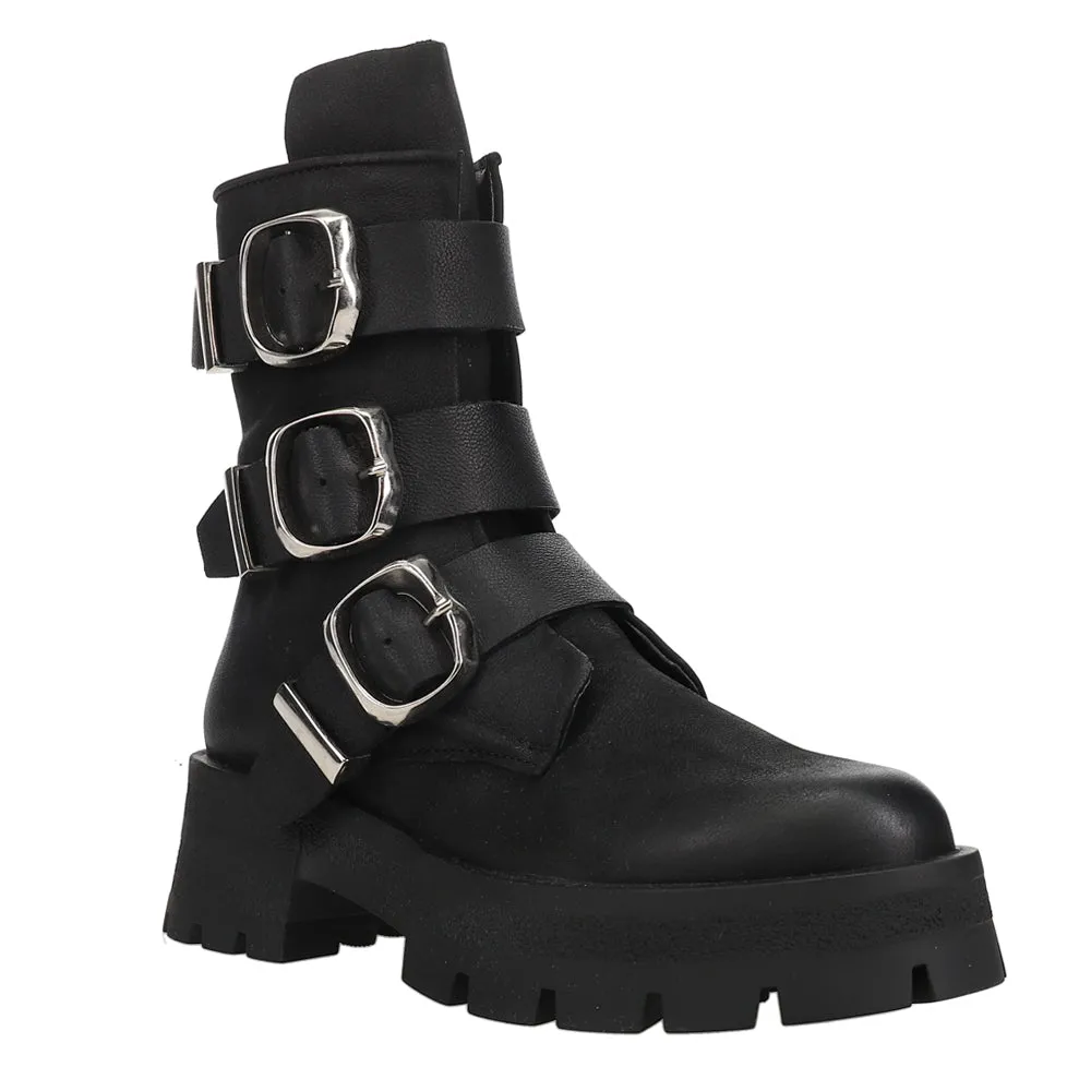 Roland Round Toe Zippered Motorcycle Boots