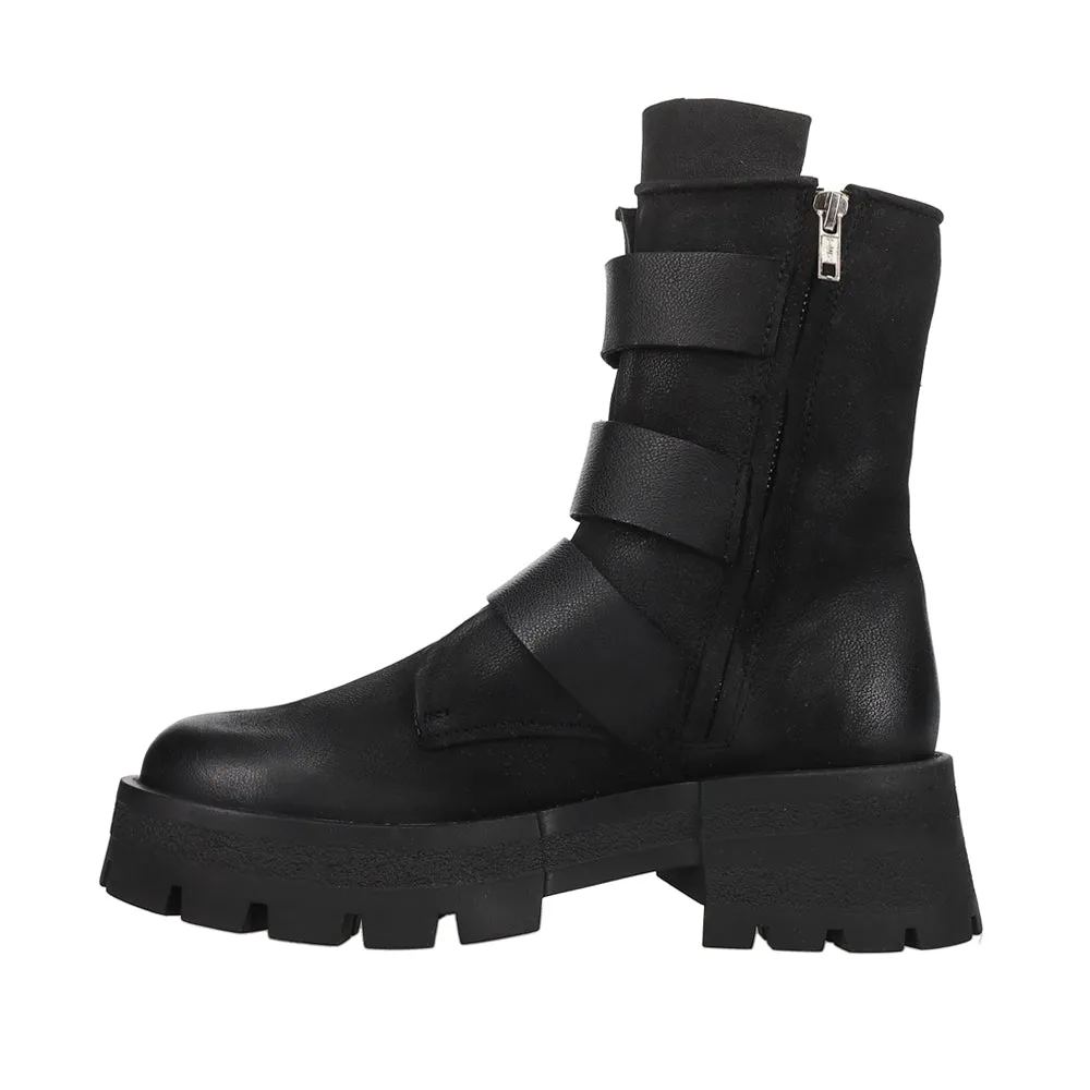 Roland Round Toe Zippered Motorcycle Boots