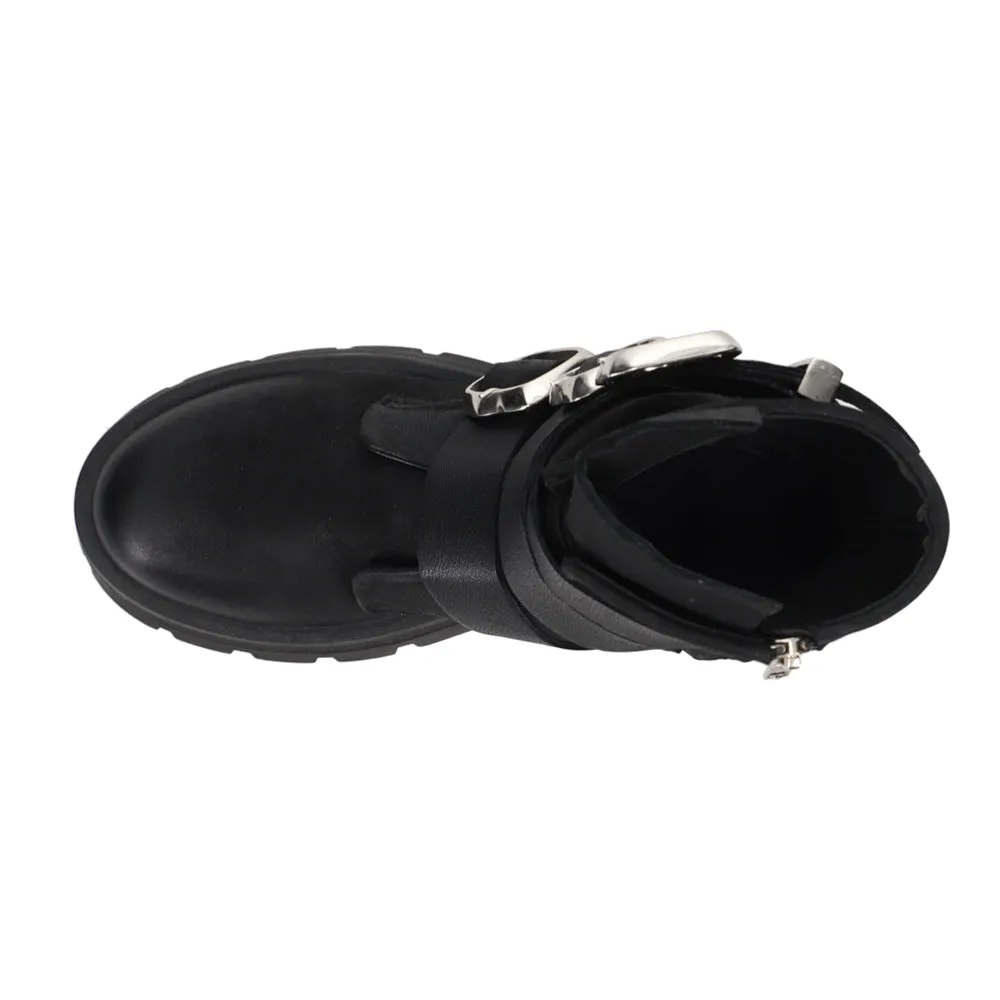 Roland Round Toe Zippered Motorcycle Boots
