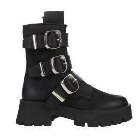 Roland Round Toe Zippered Motorcycle Boots