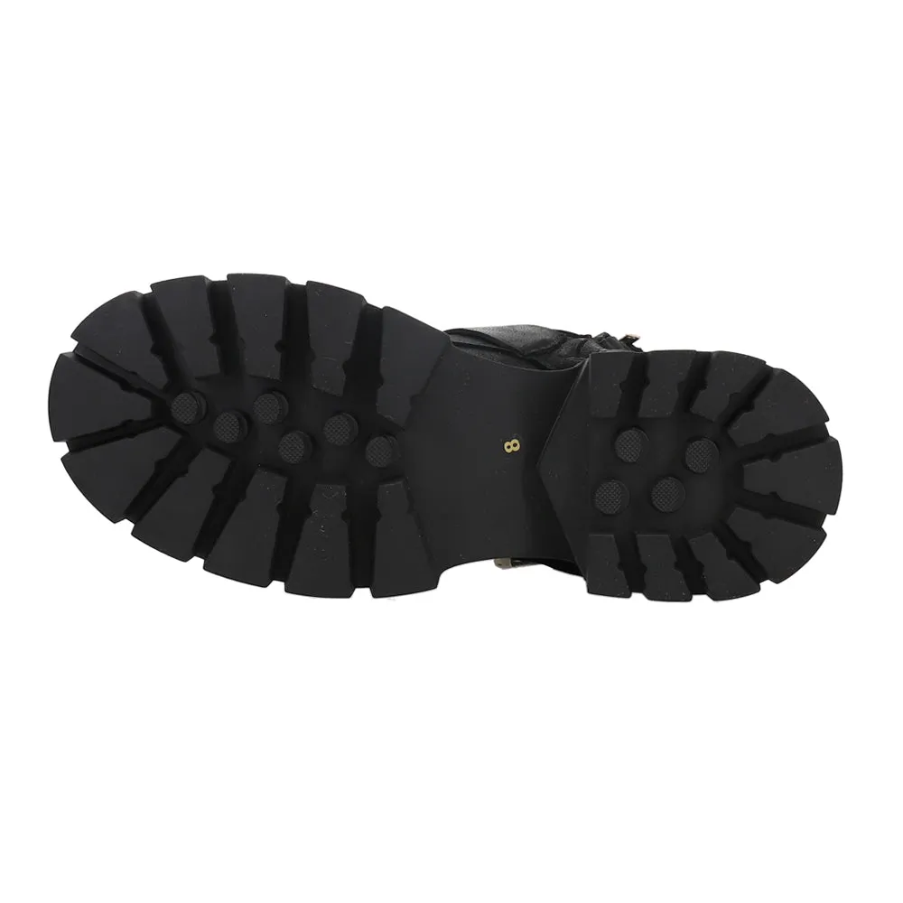 Roland Round Toe Zippered Motorcycle Boots