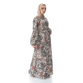 Self Patterned Long Casual Dress