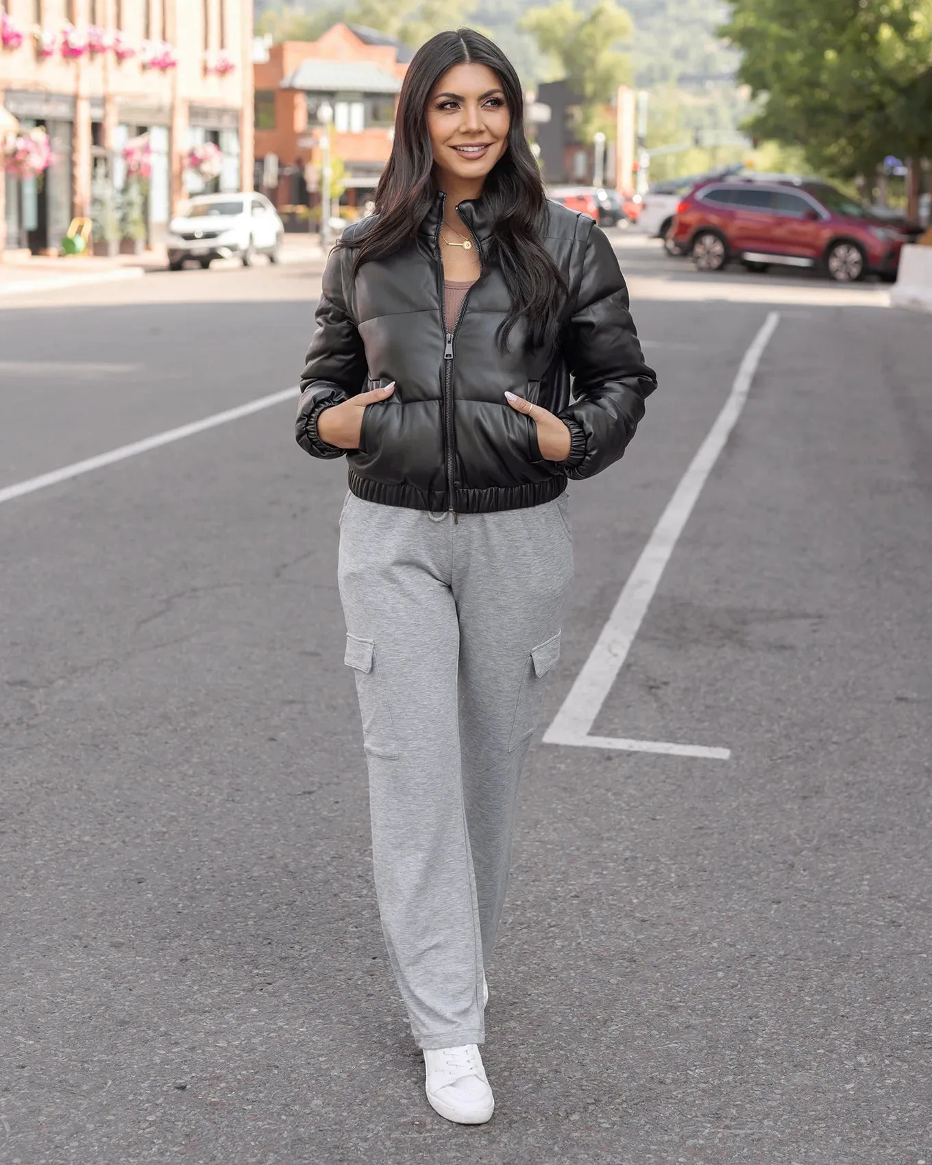 Signature Soft Mid-Heathered Grey Straight Leg Cargo Sweatpants