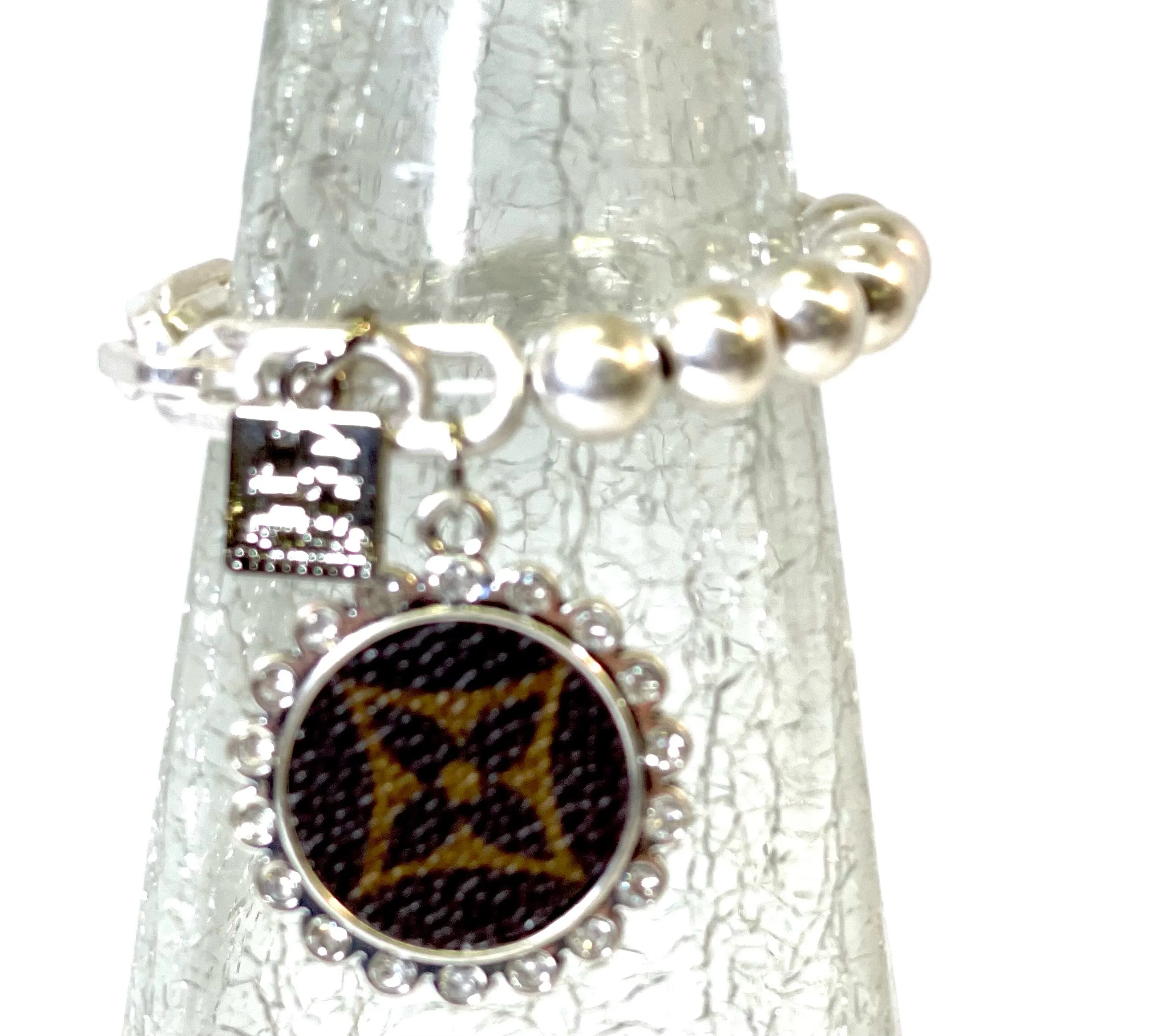 Silver bead half chain bracelet