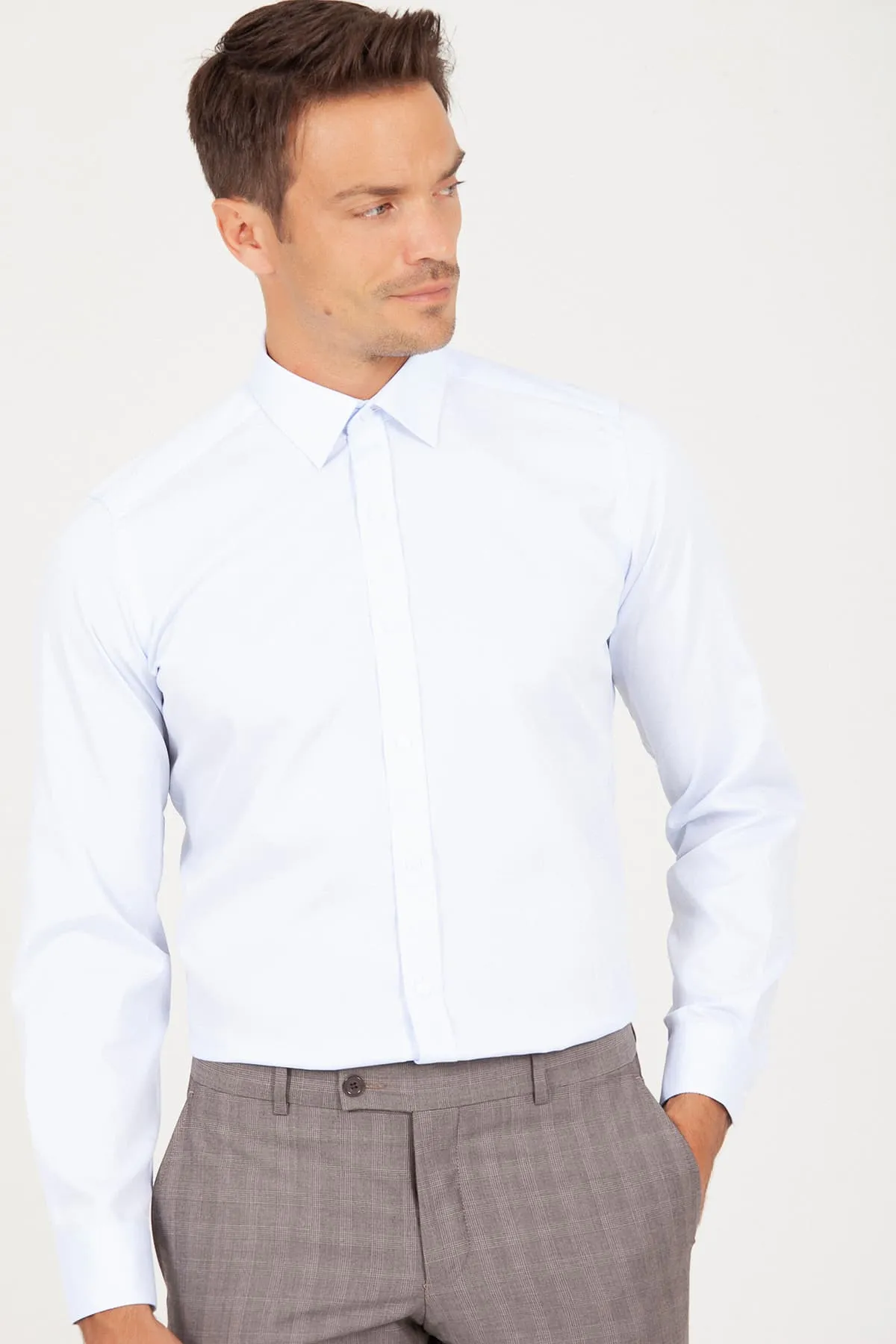Slim Fit Blue Cotton Dress Shirt
