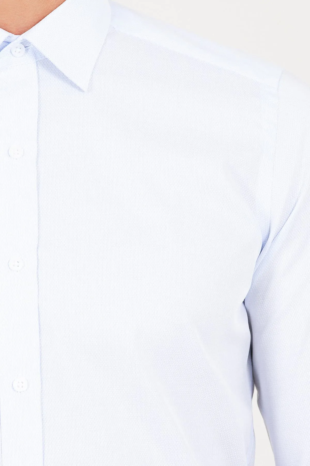 Slim Fit Blue Cotton Dress Shirt