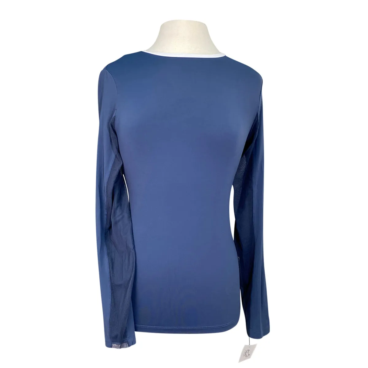 Tailored Sportsman IceFil Long Sleeve Crew Shirt in Ocean/White - Women's Small