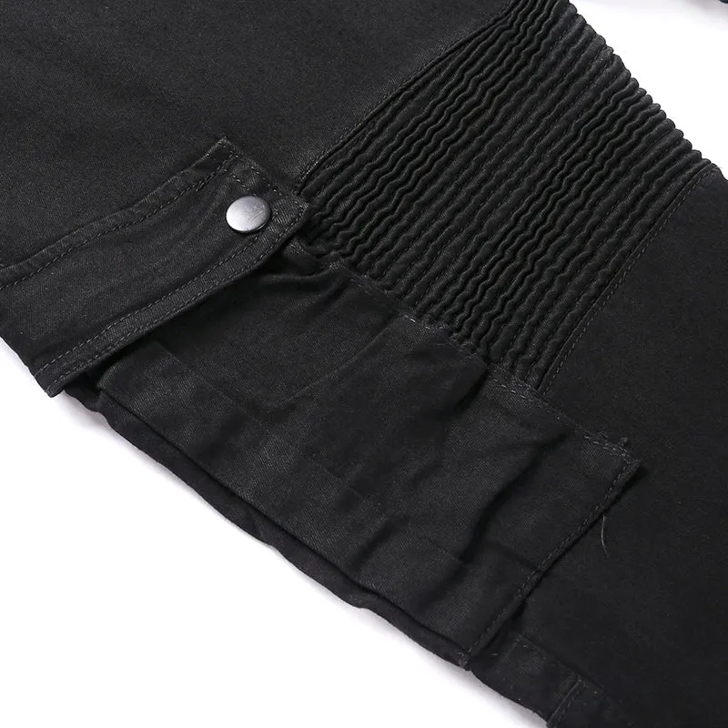 TRN Men's Black Pocket Pouch Casual Jeans