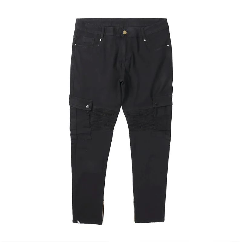 TRN Men's Black Pocket Pouch Casual Jeans