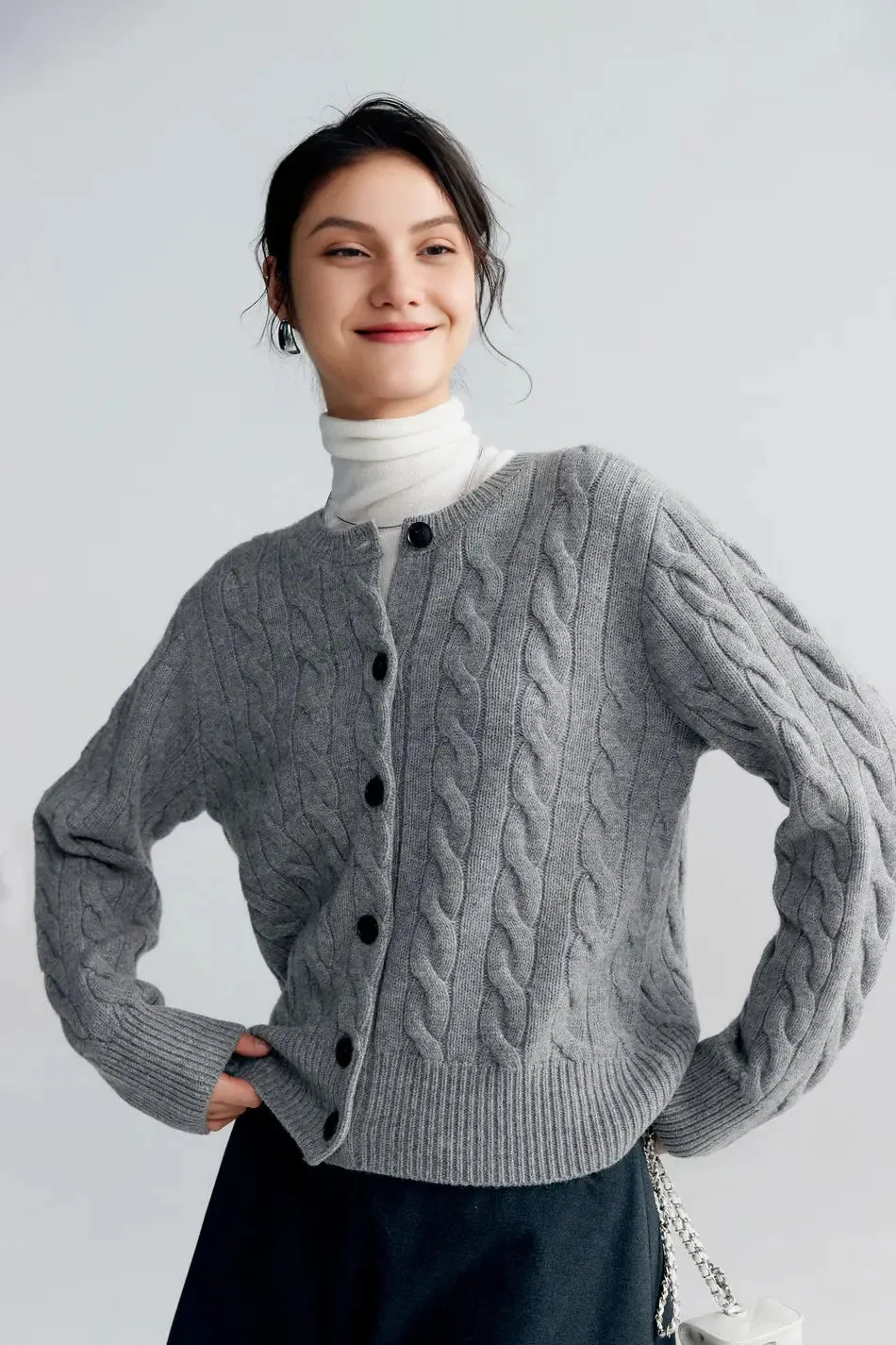 Vintage 100 Wool Cable Knit Cardigan