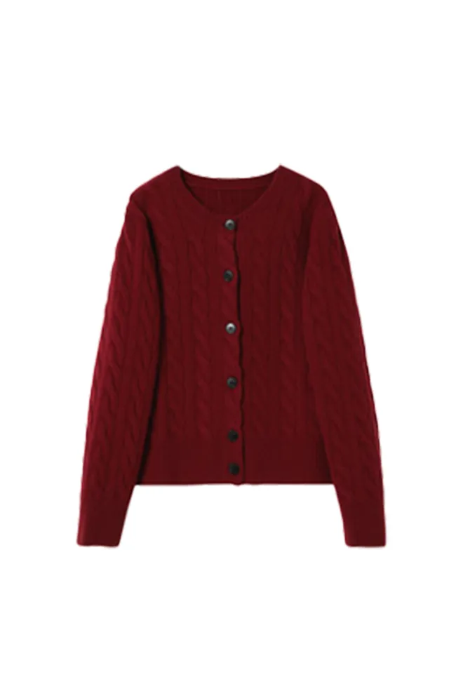 Vintage 100 Wool Cable Knit Cardigan