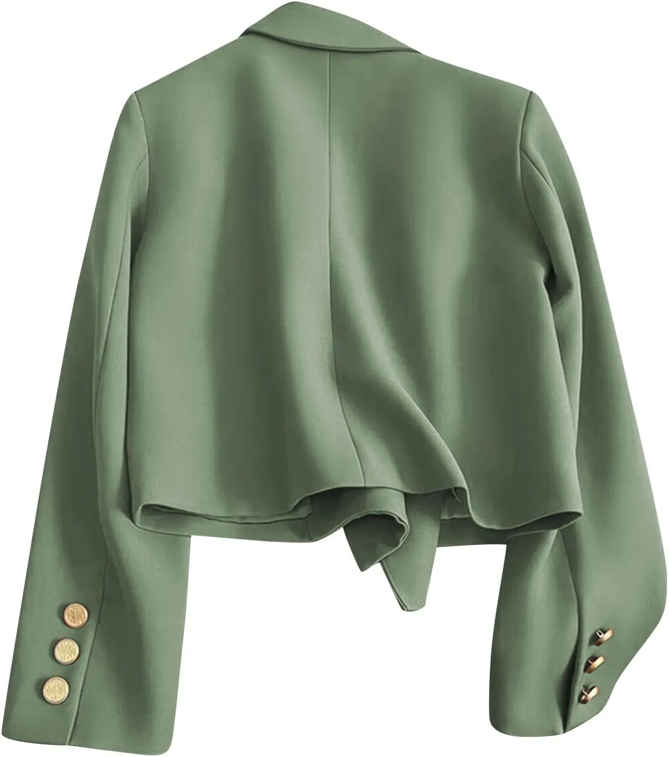 Women Double Breasted Cropped Blazer with Lined Business Work Lapel Open Front Long Sleeve Suit Jackets with Pockets