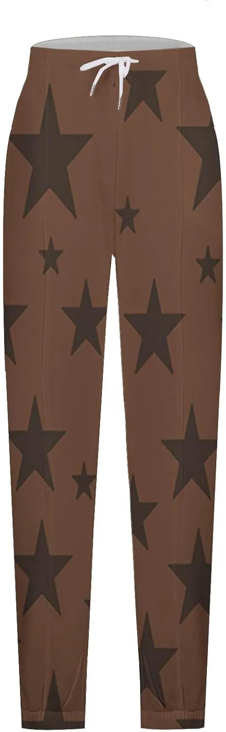 Women Star Print Sweatpants Joggers Teen Girls Cinch Bottom Pants Drawstring Stretchy Pants Fashion Lounge Trousers