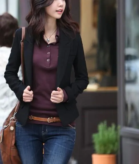 Womens Black Fitted Blazer