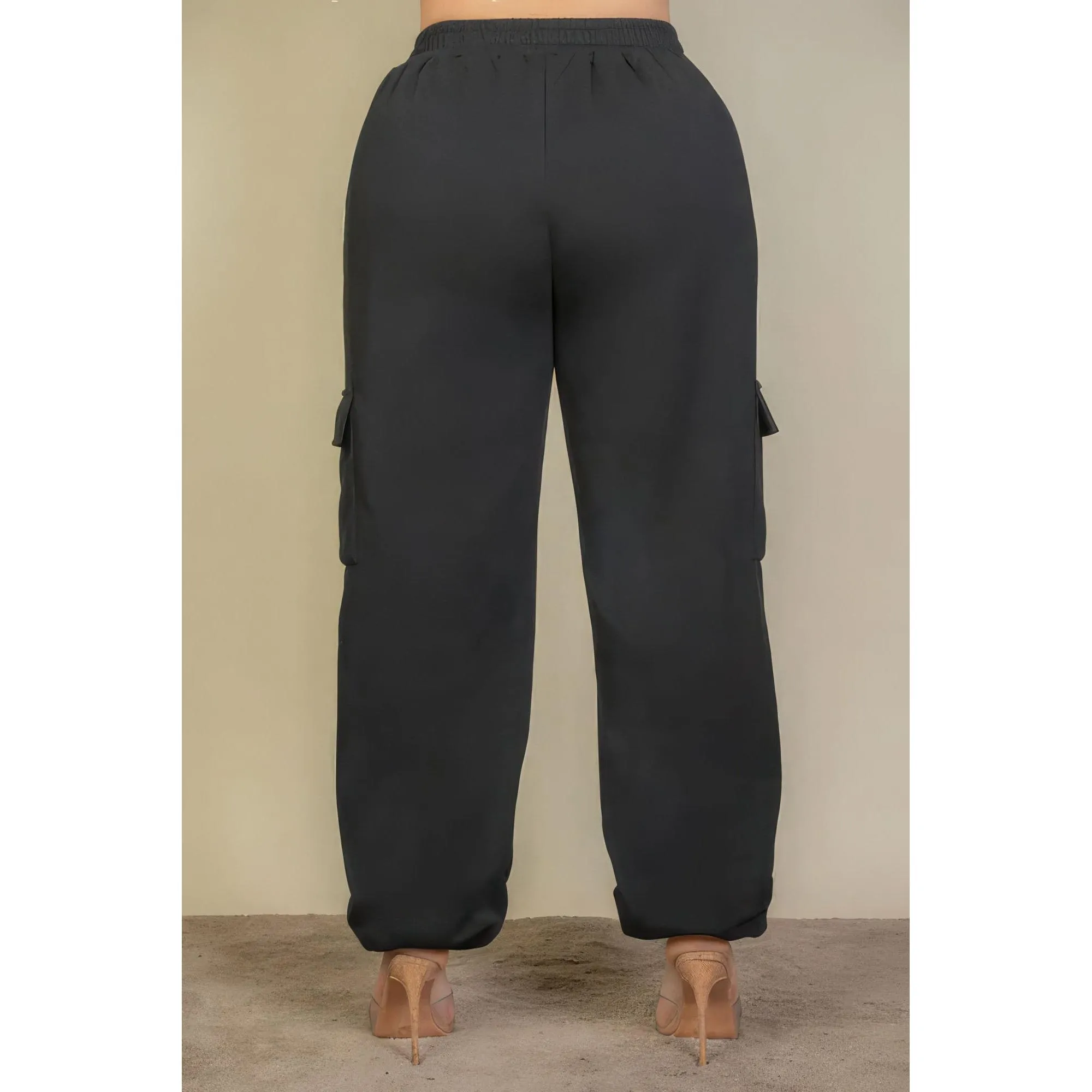 Women's Black Plus Size Side Pocket Sweatpants