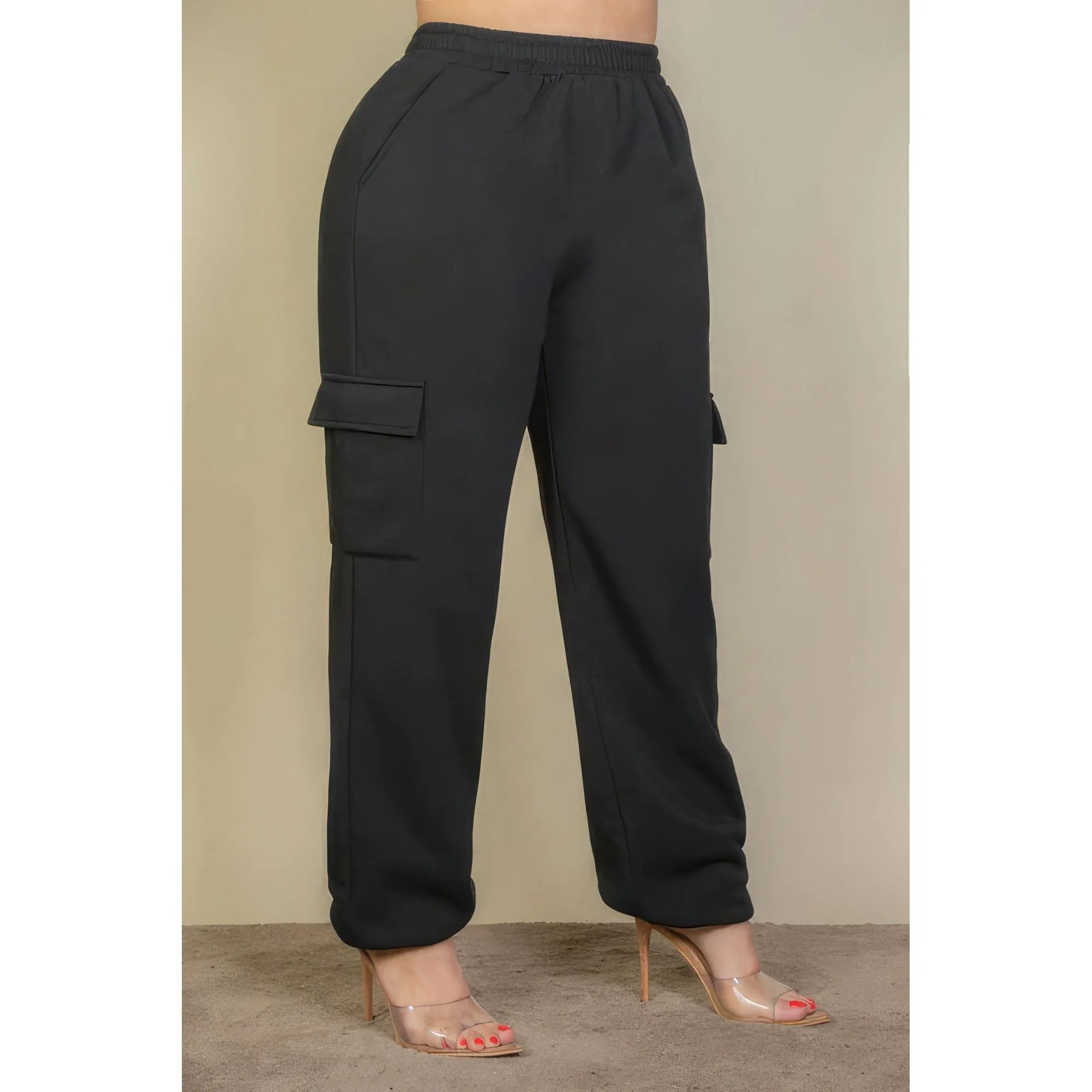 Women's Black Plus Size Side Pocket Sweatpants