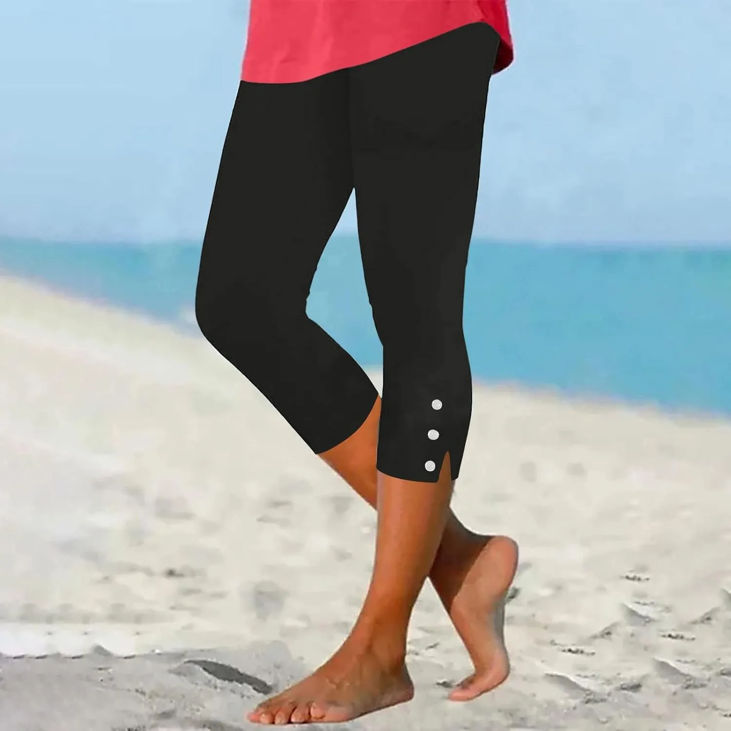 Womens Capris for Summer Dressy Cropped High Waist Yoga Pants Casual Stretchy Leggings Workout Compression Pants