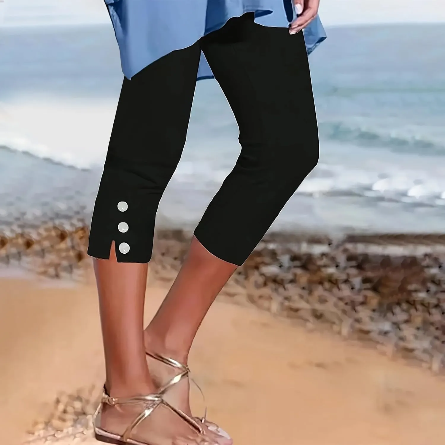 Womens Capris for Summer Dressy Cropped High Waist Yoga Pants Casual Stretchy Leggings Workout Compression Pants