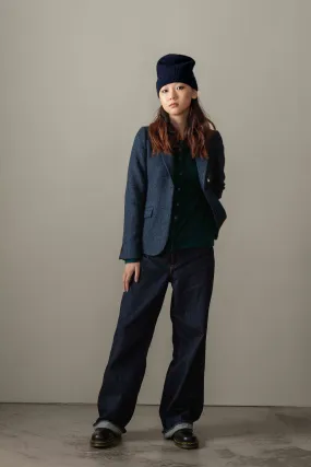 Women's Harris Tweed Heather Blazer - Dark Navy Blue Herringbone