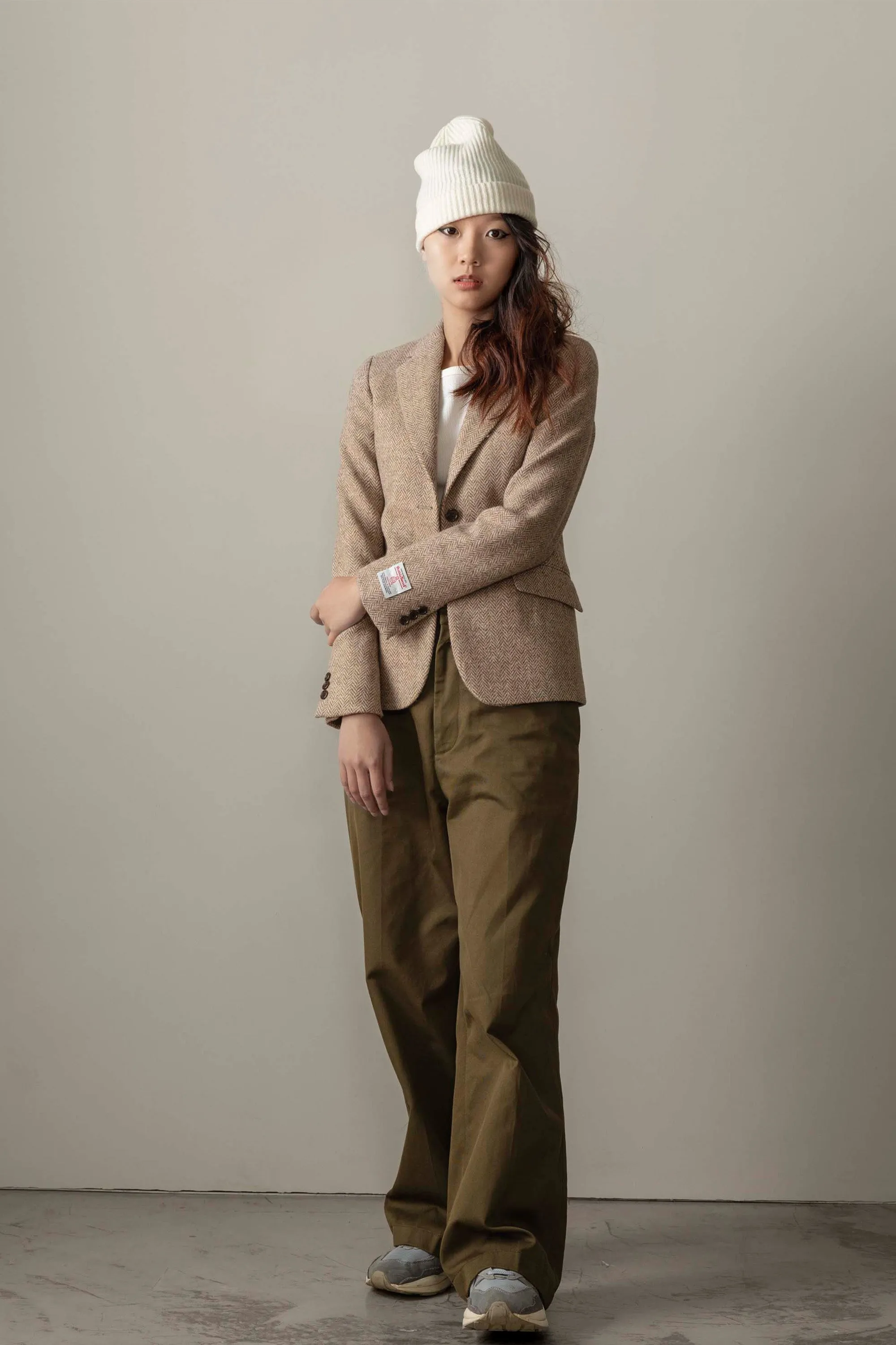 Women's Harris Tweed Heather Blazer - Light Beige Herringbone