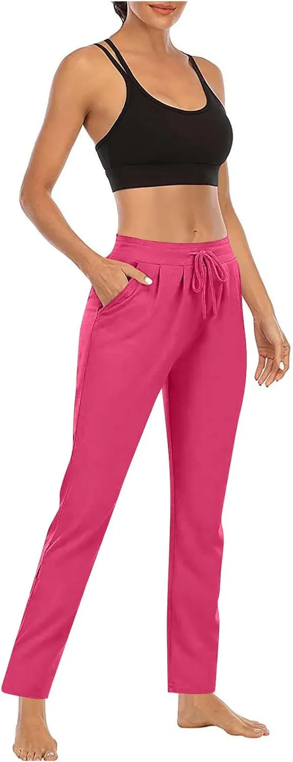 Women's Loose Yoga Pants Casual Elastic Waist Stretchy Straight Leg Trousers Lounge Drawstring Pant Lightly Sweatpant