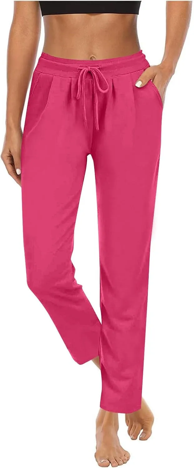 Women's Loose Yoga Pants Casual Elastic Waist Stretchy Straight Leg Trousers Lounge Drawstring Pant Lightly Sweatpant