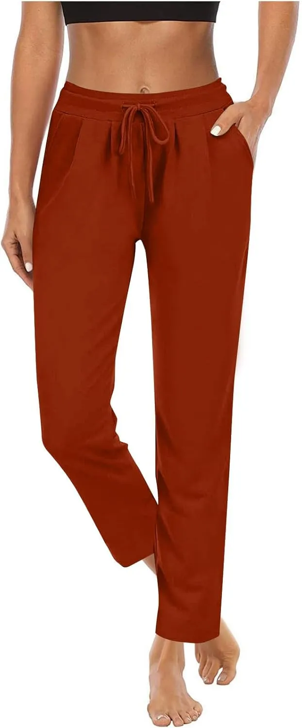 Women's Loose Yoga Pants Casual Elastic Waist Stretchy Straight Leg Trousers Lounge Drawstring Pant Lightly Sweatpant