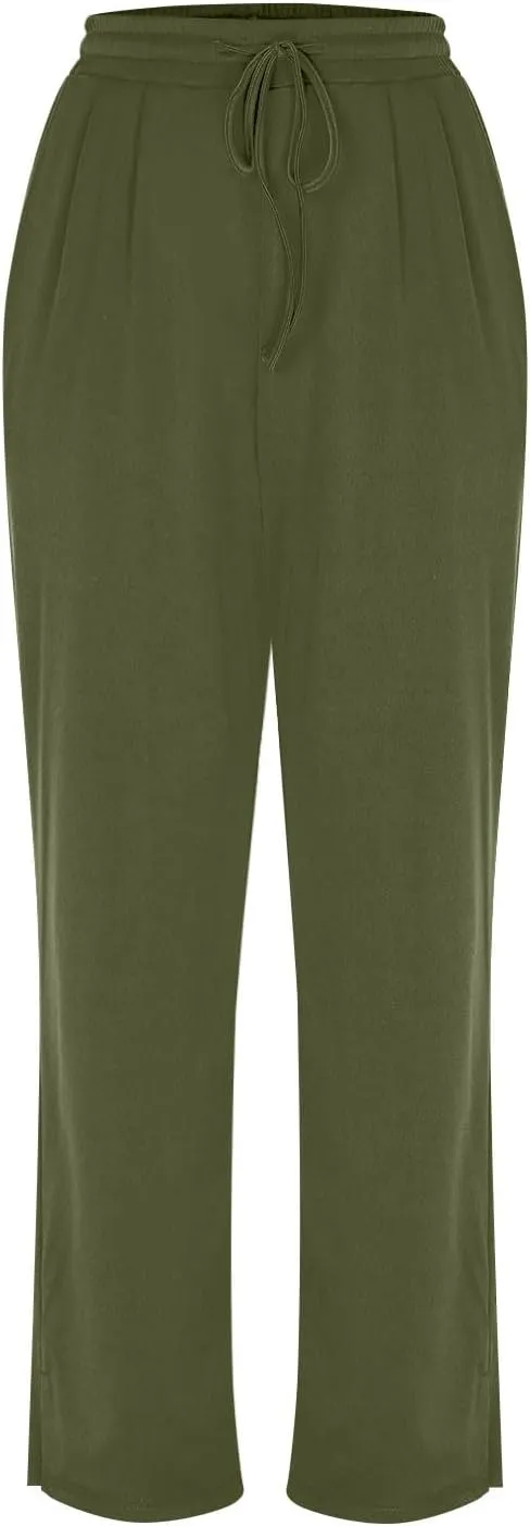 Women's Loose Yoga Pants Casual Elastic Waist Stretchy Straight Leg Trousers Lounge Drawstring Pant Lightly Sweatpant