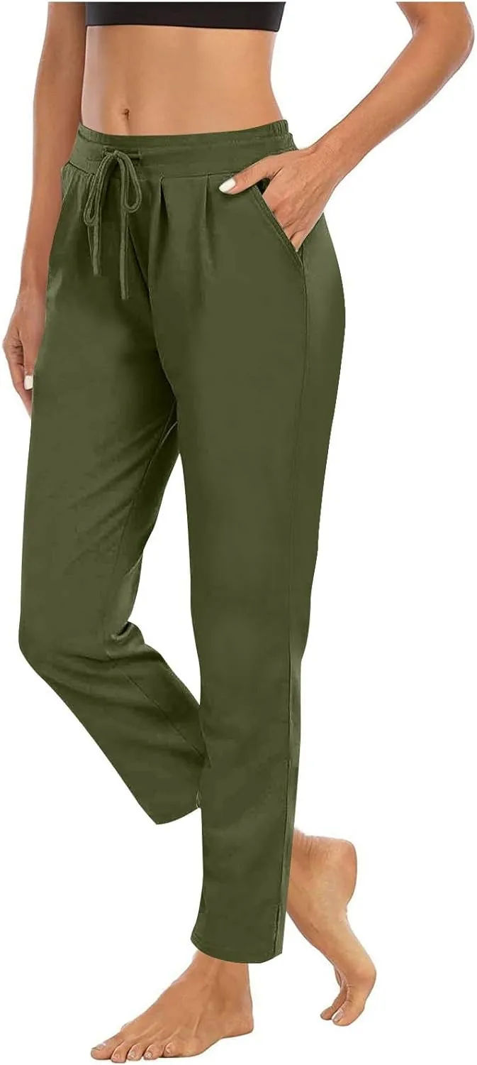 Women's Loose Yoga Pants Casual Elastic Waist Stretchy Straight Leg Trousers Lounge Drawstring Pant Lightly Sweatpant