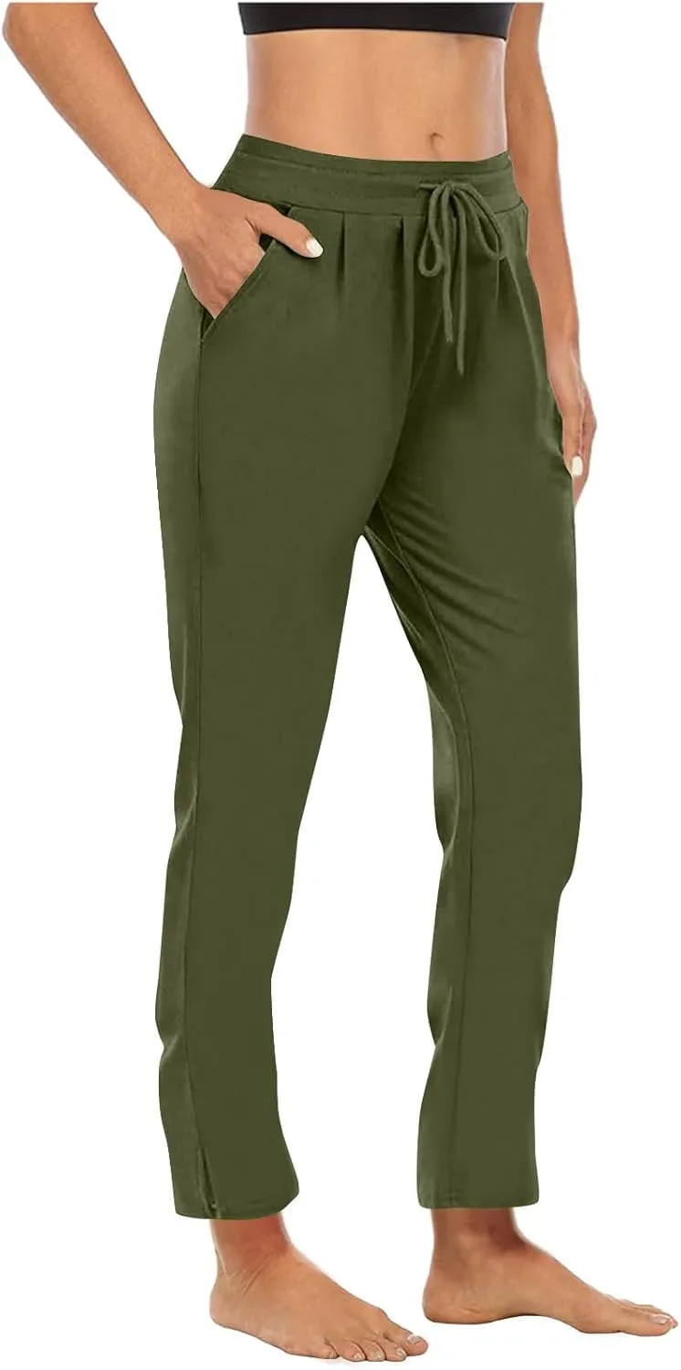 Women's Loose Yoga Pants Casual Elastic Waist Stretchy Straight Leg Trousers Lounge Drawstring Pant Lightly Sweatpant