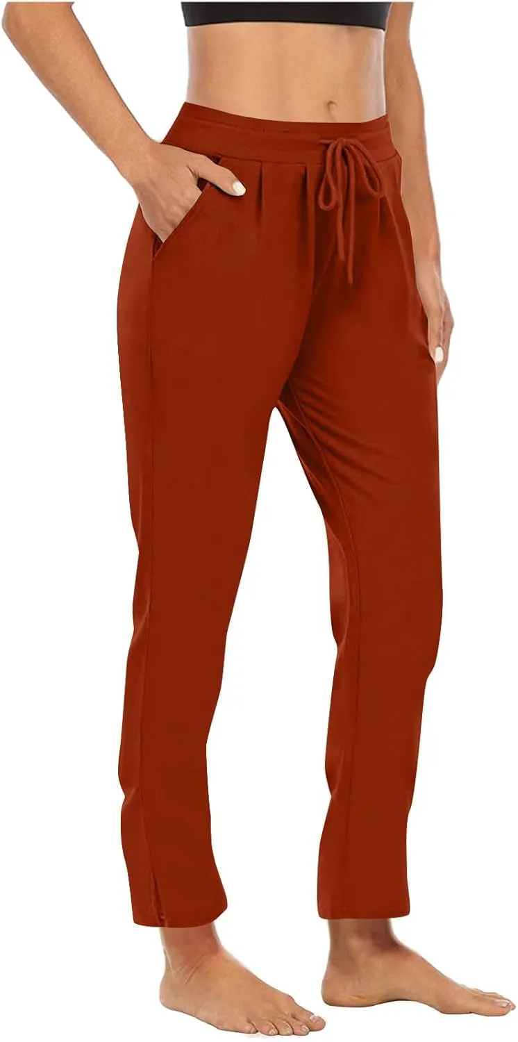 Women's Loose Yoga Pants Casual Elastic Waist Stretchy Straight Leg Trousers Lounge Drawstring Pant Lightly Sweatpant