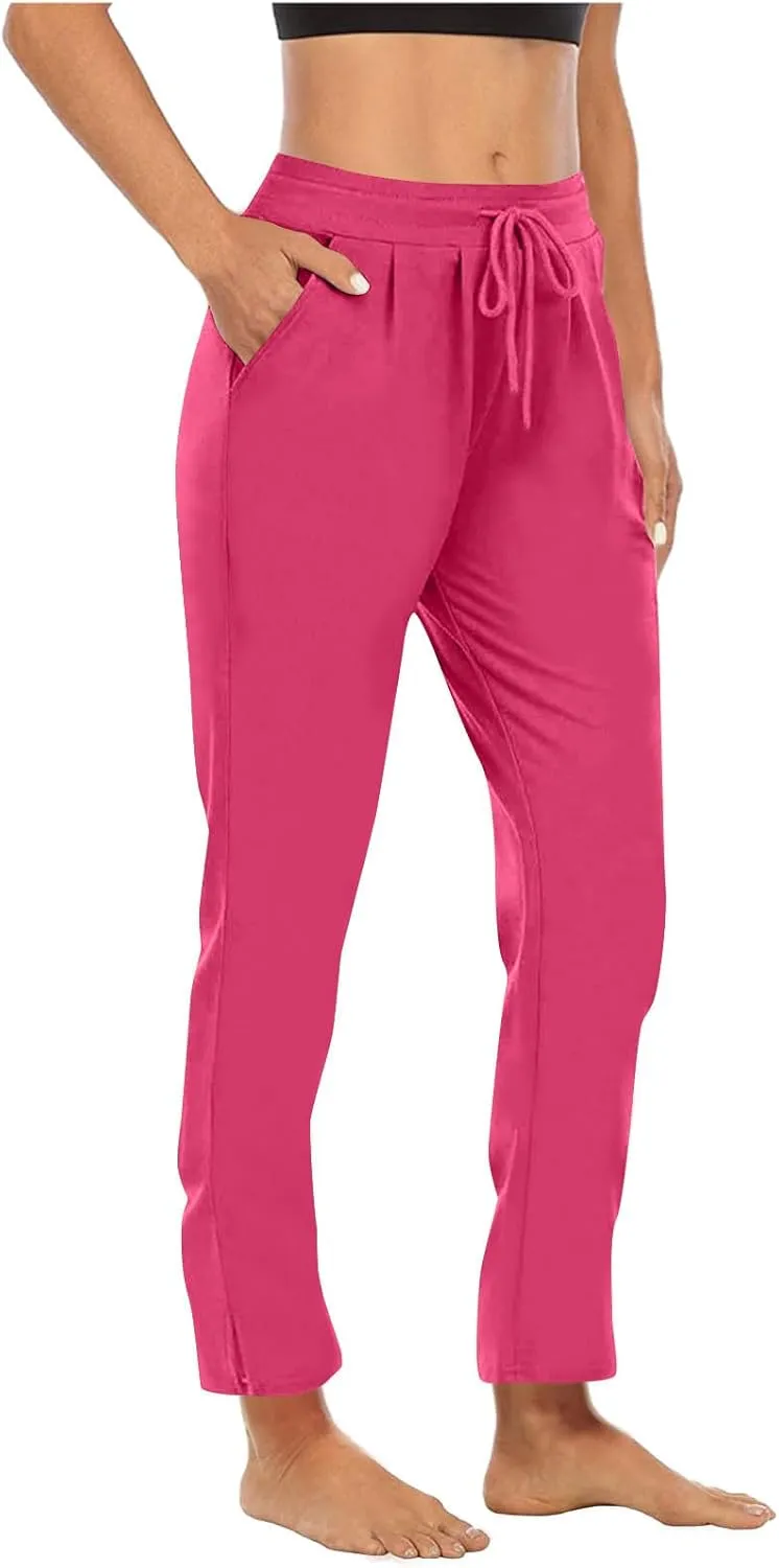 Women's Loose Yoga Pants Casual Elastic Waist Stretchy Straight Leg Trousers Lounge Drawstring Pant Lightly Sweatpant