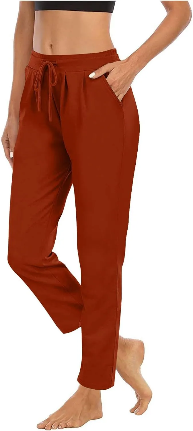 Women's Loose Yoga Pants Casual Elastic Waist Stretchy Straight Leg Trousers Lounge Drawstring Pant Lightly Sweatpant